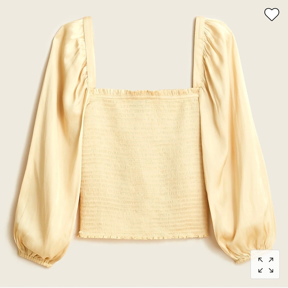 New JCREW Squareneck smocked featherweight satin top Medium M